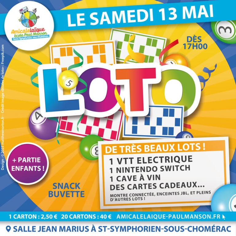 Loto 2023 - Amicale laïque de l'école Paul Manson à St-Symphorien-sous-Chomérac