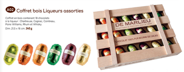 Coffret bois liqueurs assorties