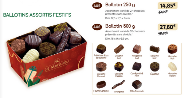 Ballotin de chocolats 500g