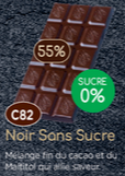 Tablette chocolat Noir "Sans Sucre" 55%