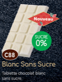 Tablette chocolat blanc sans sucre Nouv
