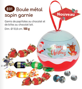 Boule de noël métal garnie