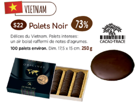 Palets chocolat Noir Vietnam 73 %