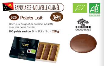 Palets chocolat Lait Papouasie 39% BIO